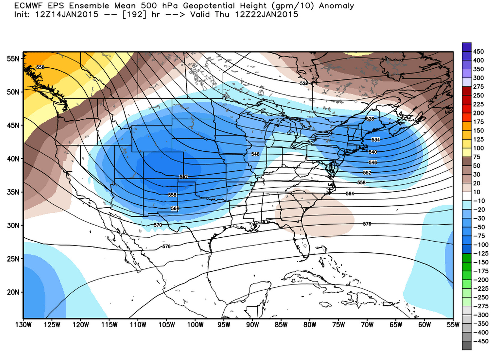 12z ECMWF EPS Ensemble Mean 500 hpa Geopotential Height | WeatherBell Analytics