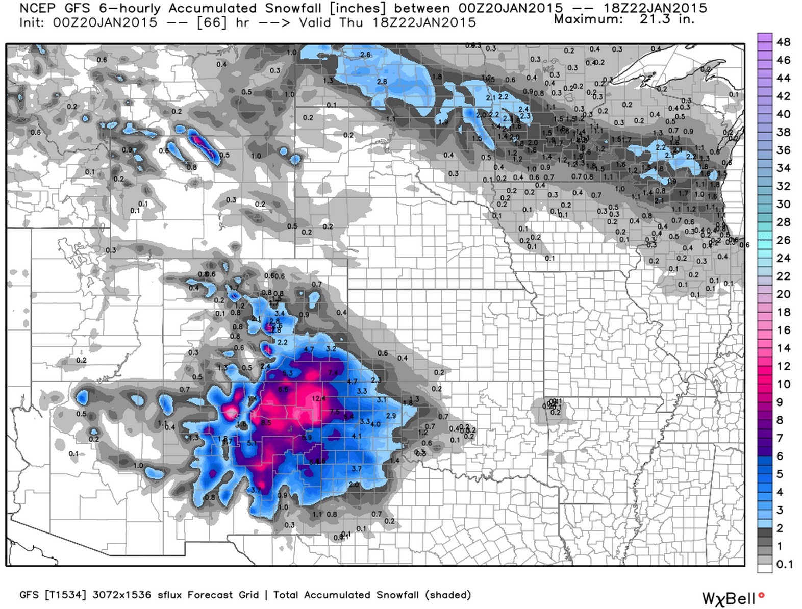 GFS snowfall forecast | WeatherBell Analytics