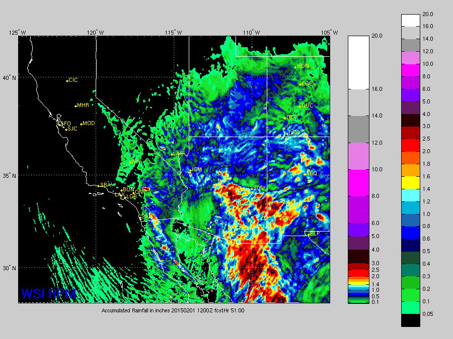 WSI's RPM accumulated precipitation, 12z 30 January 2015