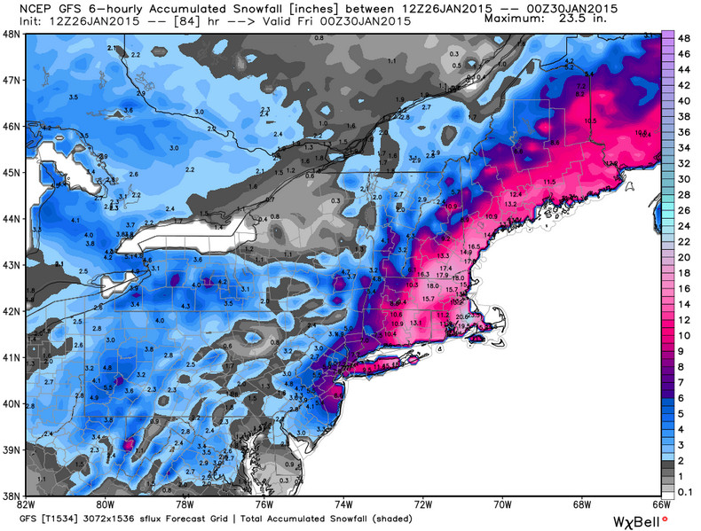 GFS Snowfall Forecast | Visualized by WeatherBell Analytics