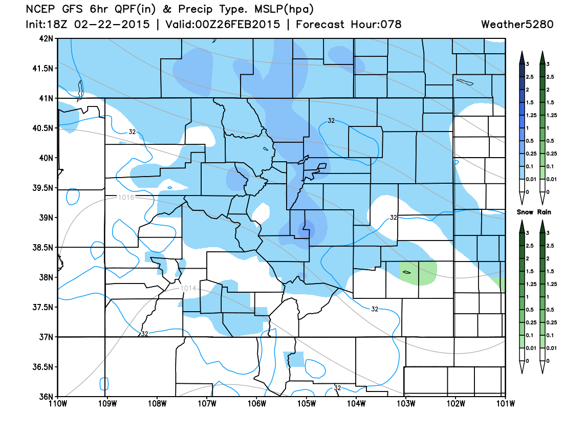 Snowfall Potential Wednesday 11am-5pm | Weather5280 Models