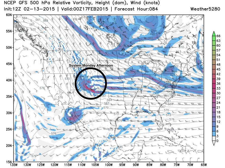 GFS 500 hPa Monday afternoon | Weather5280 Models