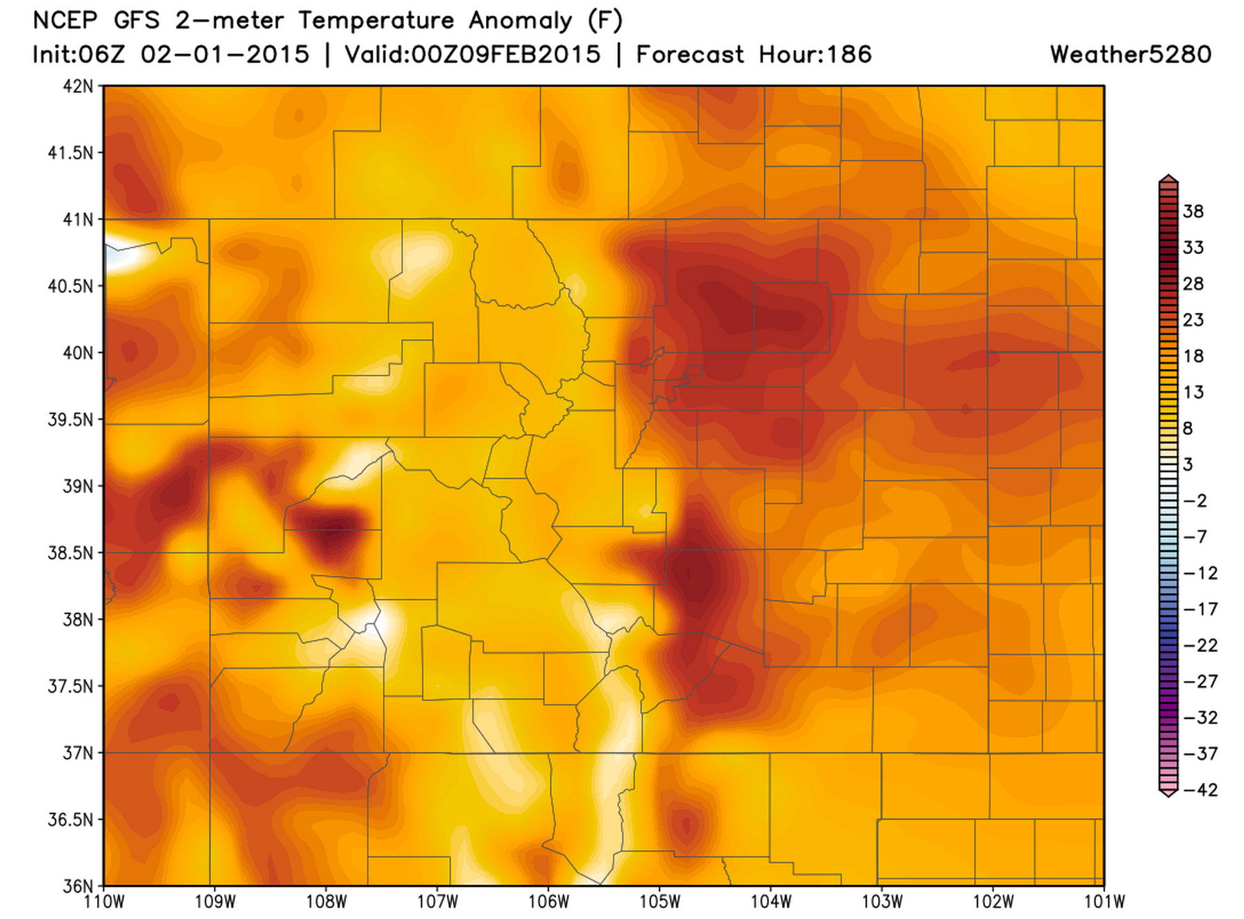 Colorado forecast temperature anomalies Feb 08, 2015 | Weather5280 Models