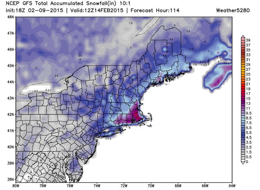 New England snowfall forecast 18z GFS | Weather5280 Models