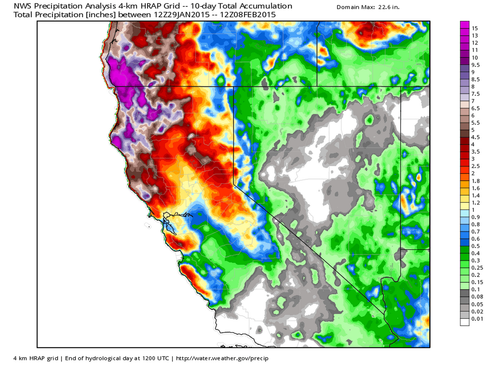NWS precipitation analysis 10 day totals | WeatherBell Analytics