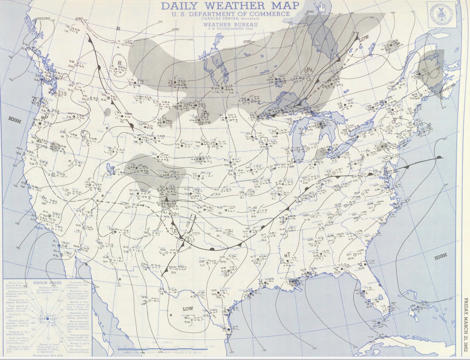 Surface map for March 21, 1952 | NOAA