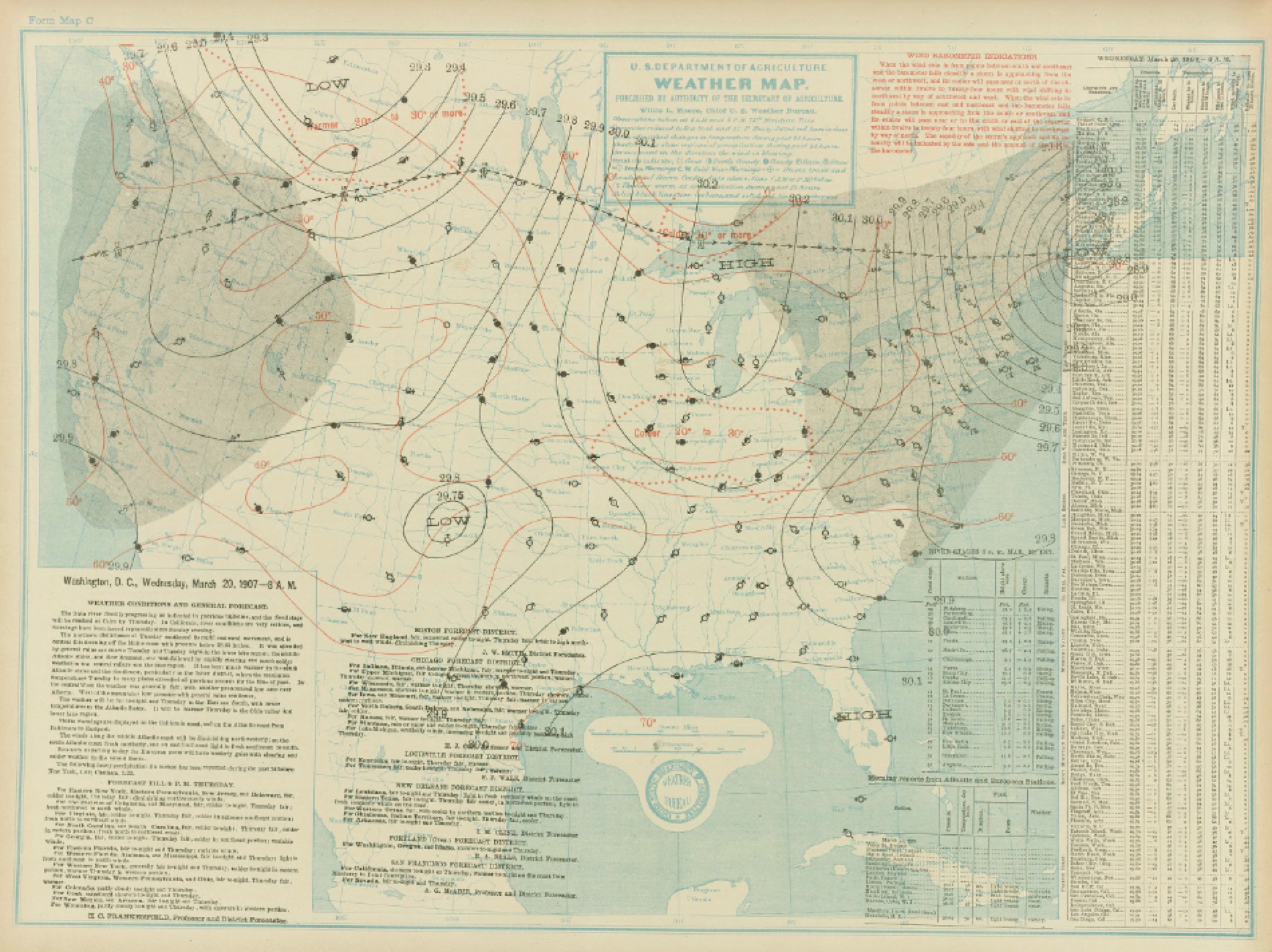 Surface map for March 20, 1907 | NOAA