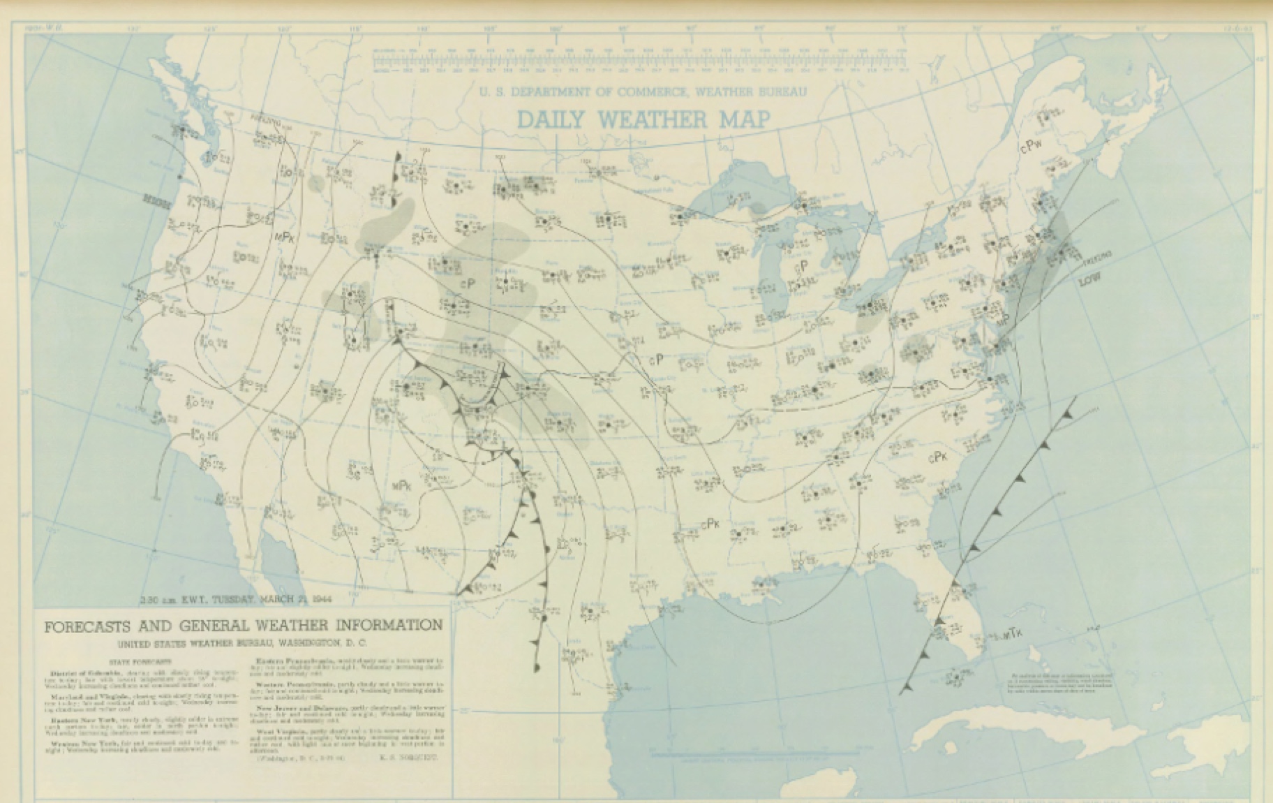 Surface map for March 20, 1944 | NOAA