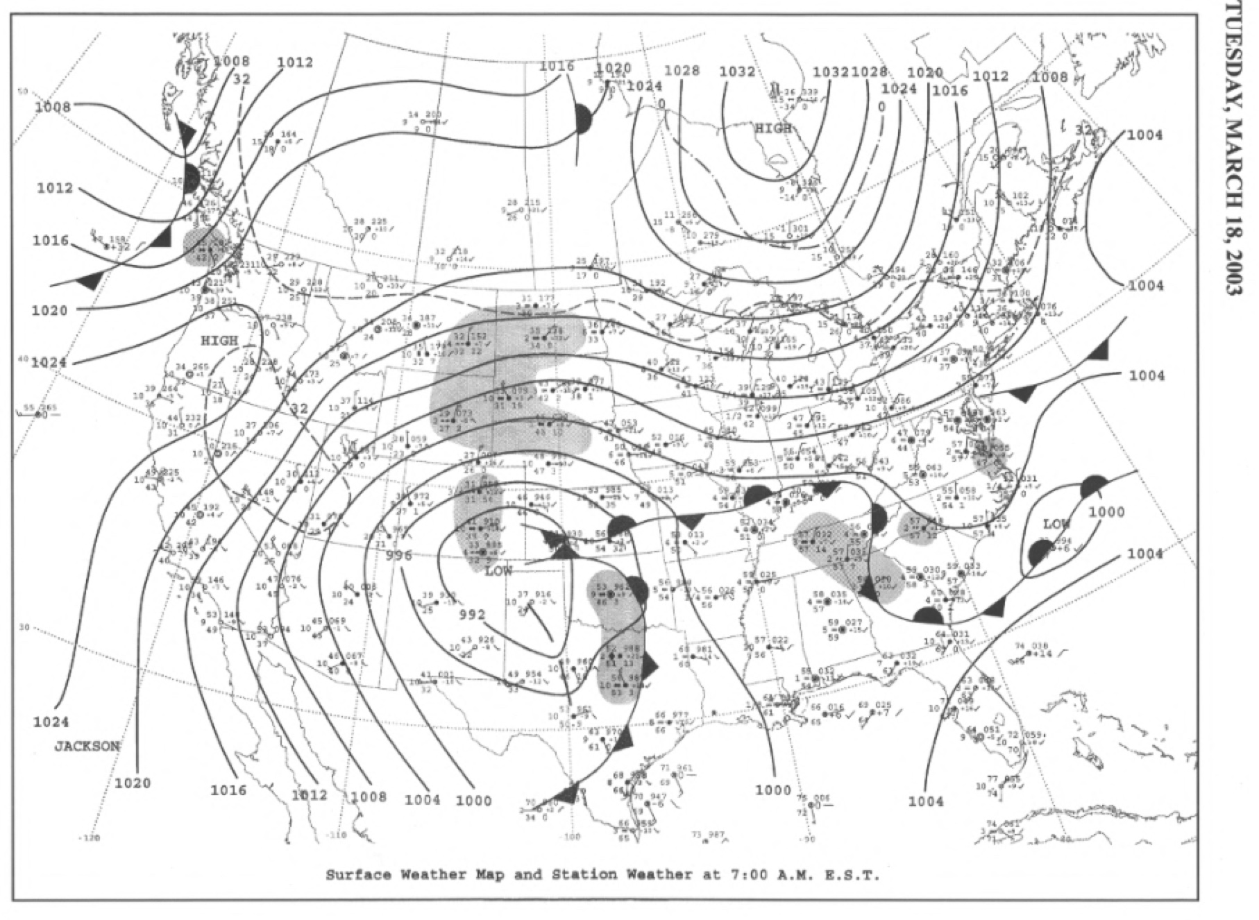 Surface map for March 18, 2003 | NOAA