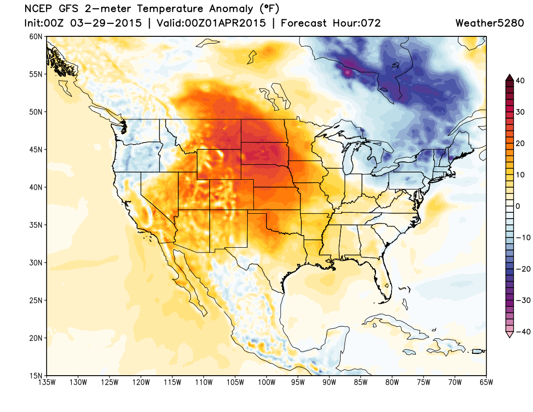 2m Temperature Anomaly Forecast | Weather5280 Models