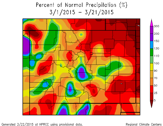 March Precipitation as percent of average