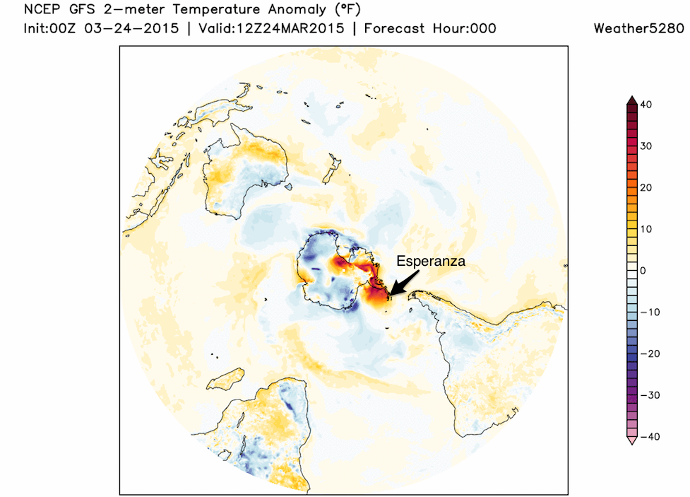 Esperanza temperature anomaly forecast | Weather5280 Models