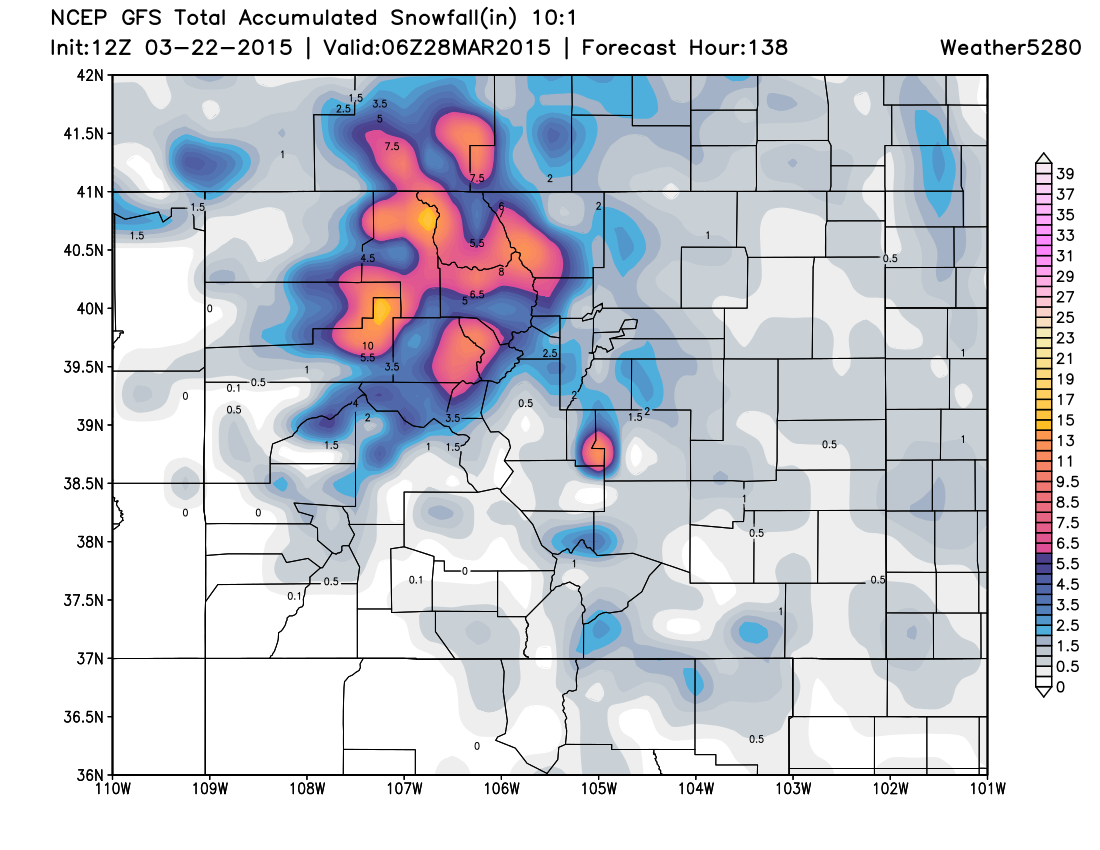 GFS snowfall forecast | Weather5280 Models