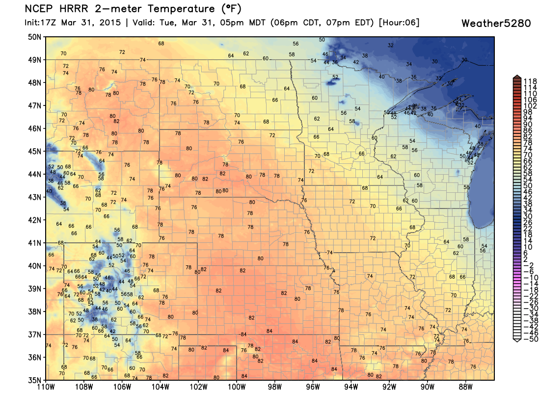 HRRR temperature forecast | Weather5280 Models