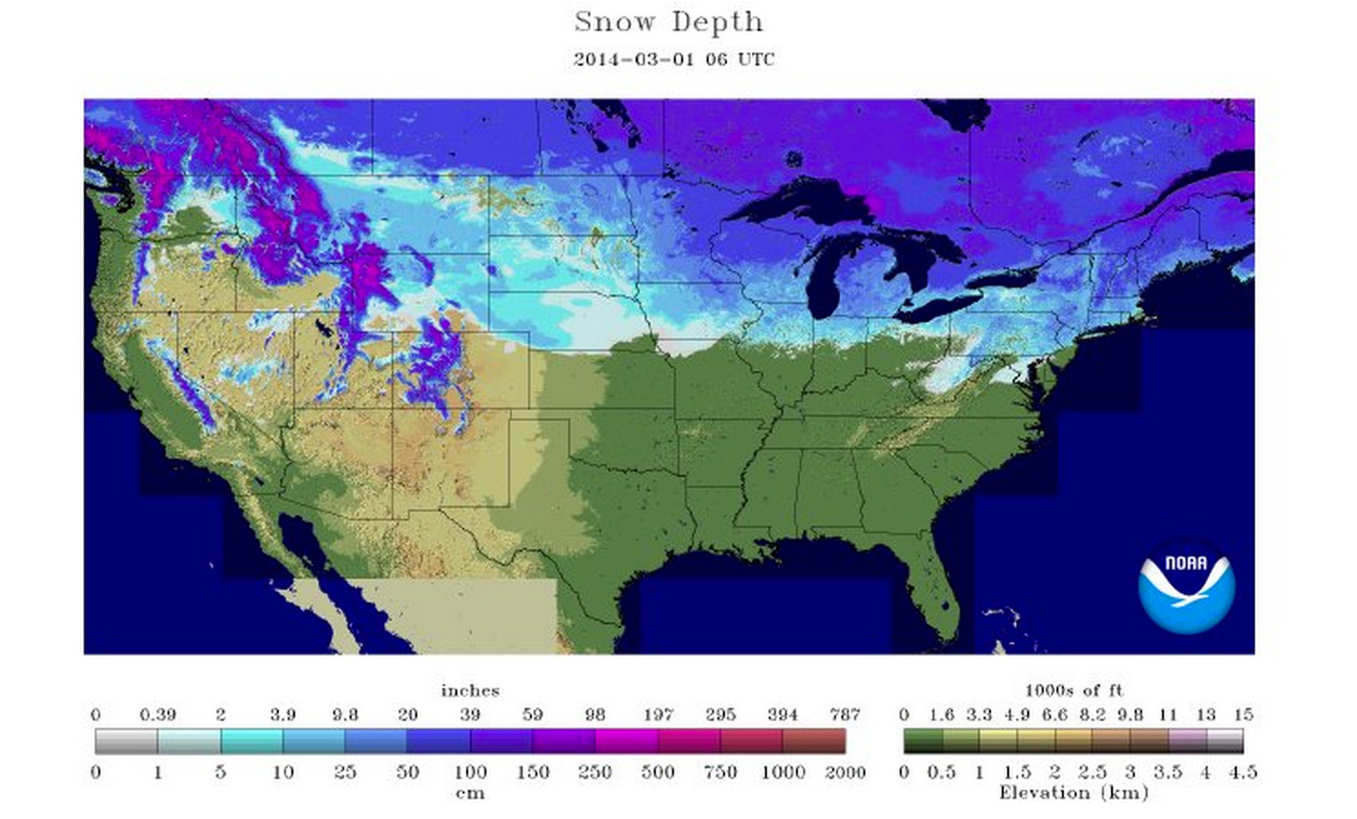 U.S. Snow Depth March 1, 2014 | NOAA