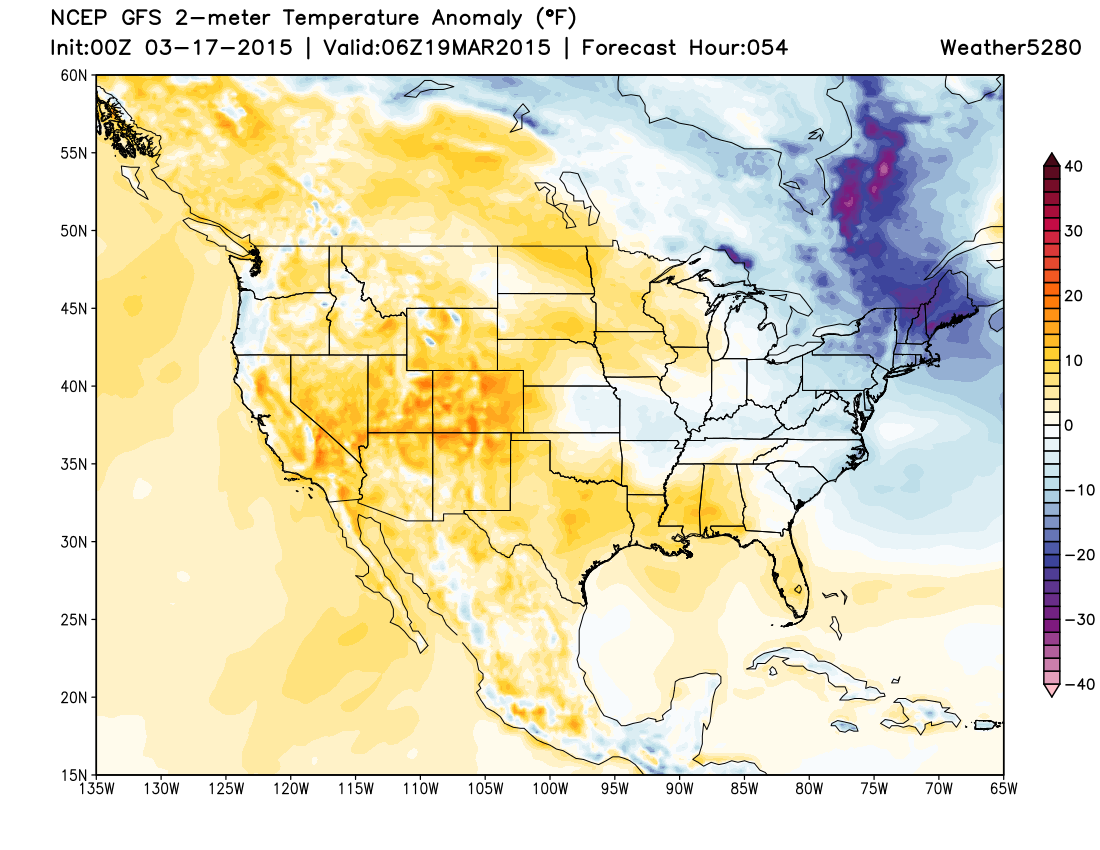 Forecast temperature anomalies | Weather5280 Models