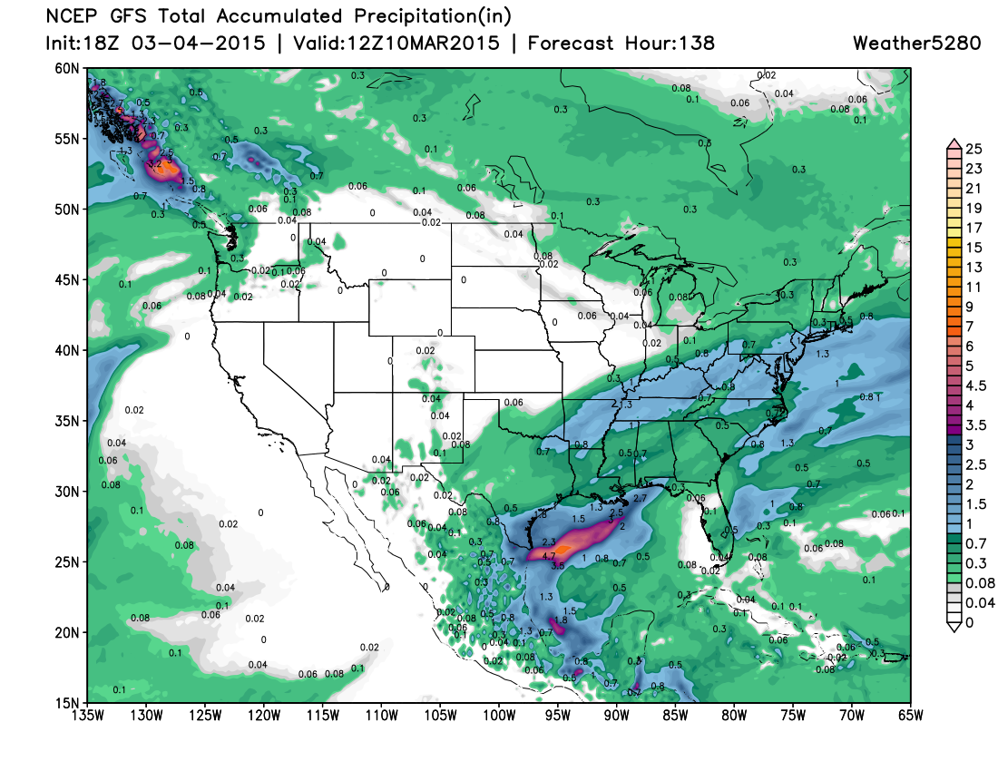 GFS precipitation forecast | Weather5280 Models