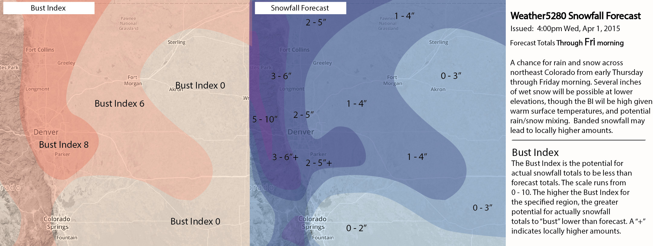 Weather5280 Denver, Colorado Snowfall Forecast