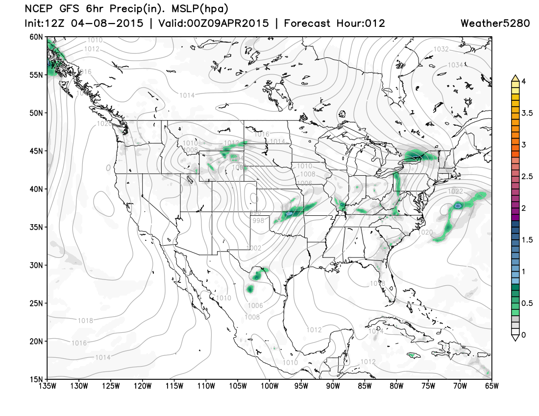 12z GFS Surface Projection from Weather5280 valid at 6pm Wednesday MST