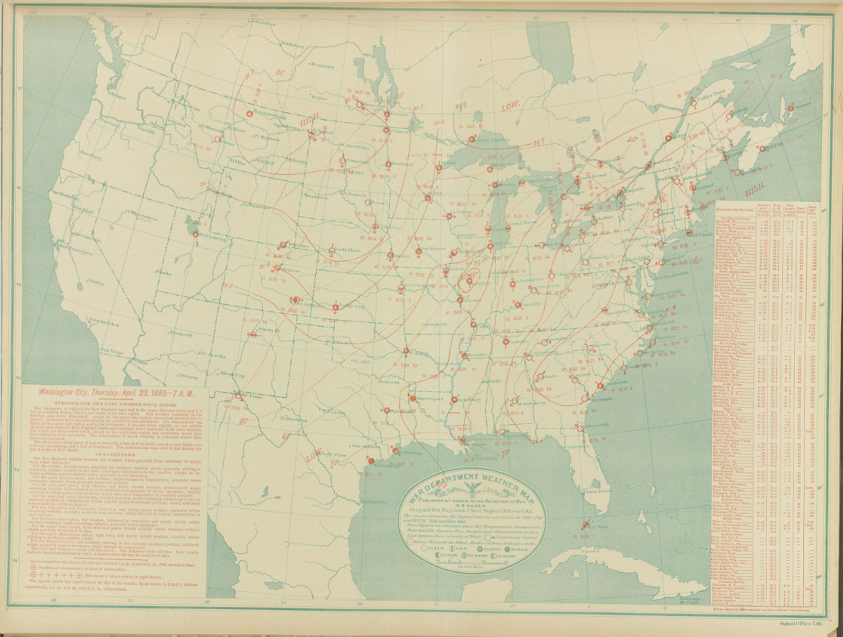 Surface map for April 23, 1885 | NOAA