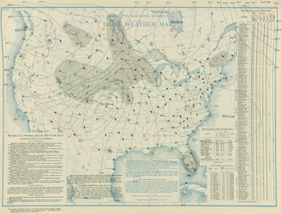 Surface map for April 24, 1935 | NOAA