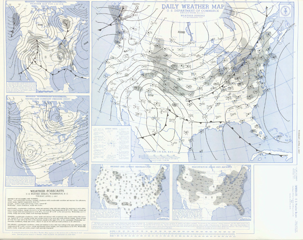 Surface map for April 2, 1957 | NOAA