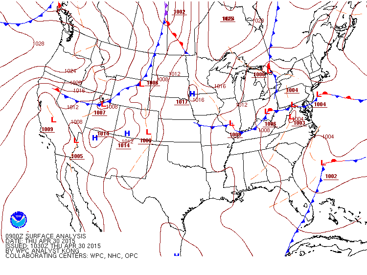 Current surface map Thursday morning | NOAA