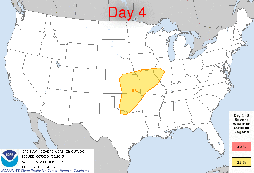 SPC severe weather outlook day 4/5