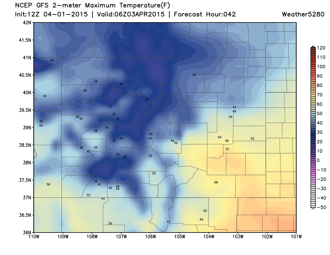 2m Max temp forecast Thursday evening | Weather5280 Models