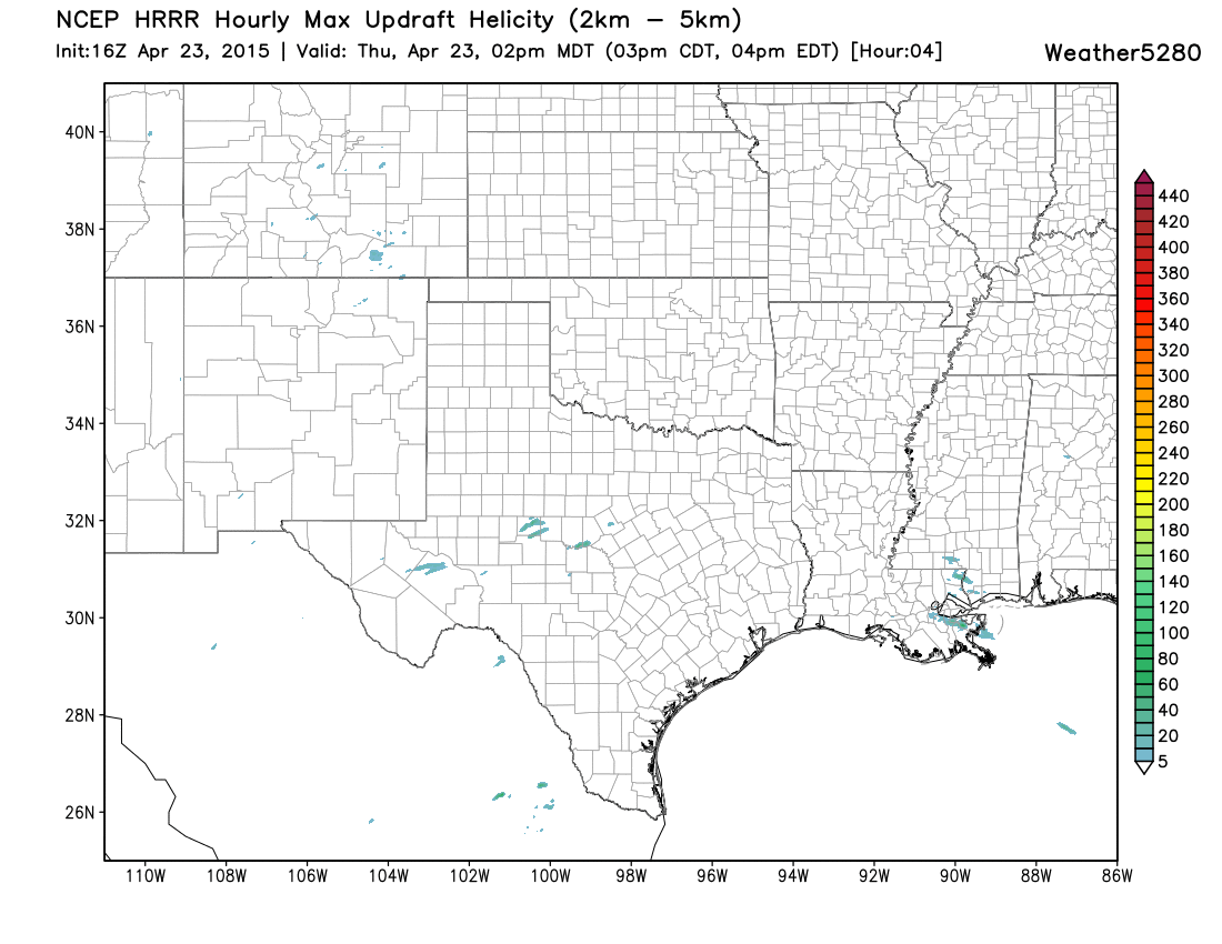 HRRR Helicity Projection, weather5280