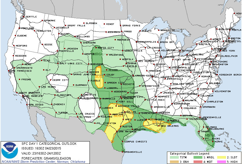 SPC Convective Outlook for Thursday