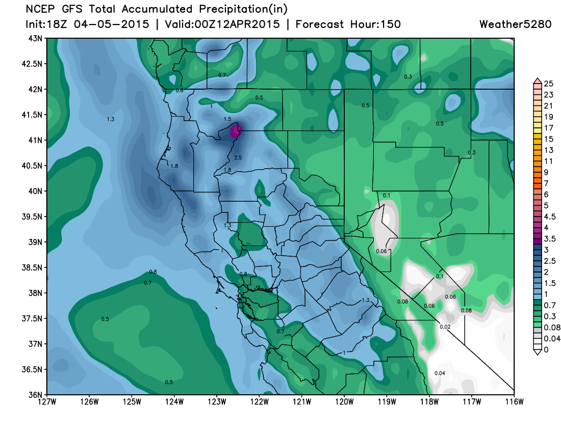 18z GFS Precipitation Forecast California | Weather5280 Models