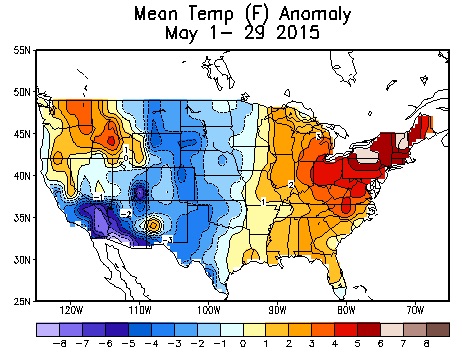 Mean May temperature anomaly 2015