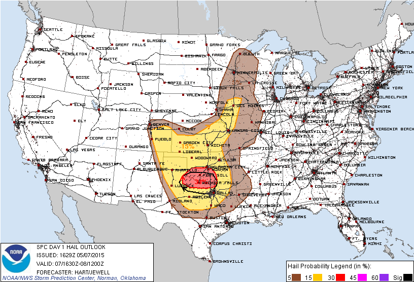 SPC day one hail threat