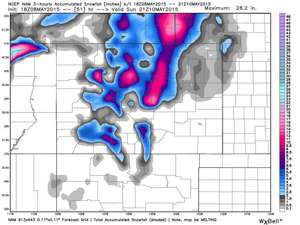 NAM 18z snowfall forecast