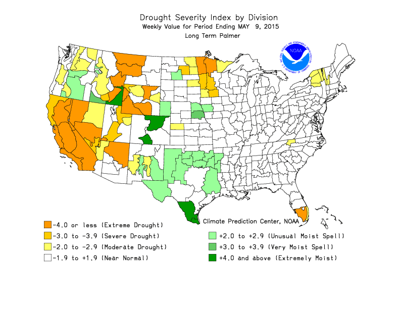 Palmer Drought Severity Index | May 2015