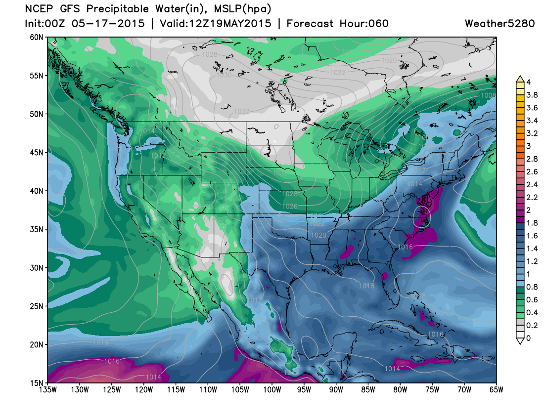 GFS precipitable water forecast | Weather5280 Models