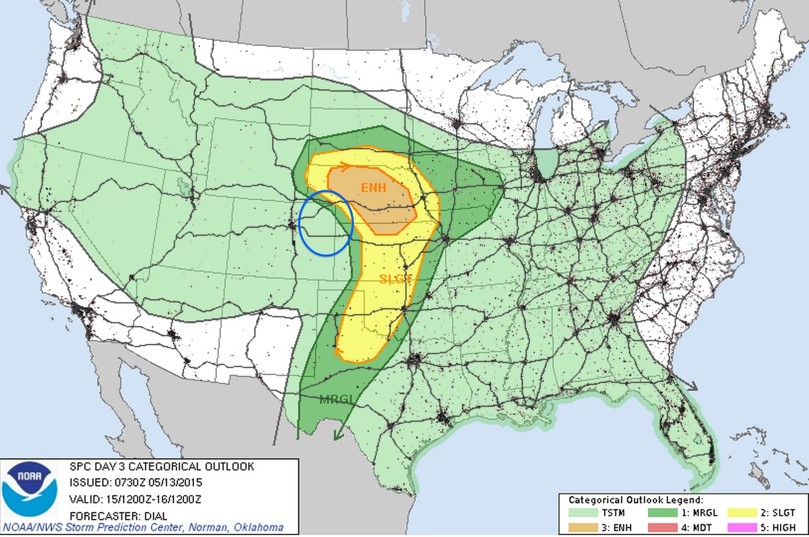 SPC Severe Weather Outlook | Friday May 15, 2015