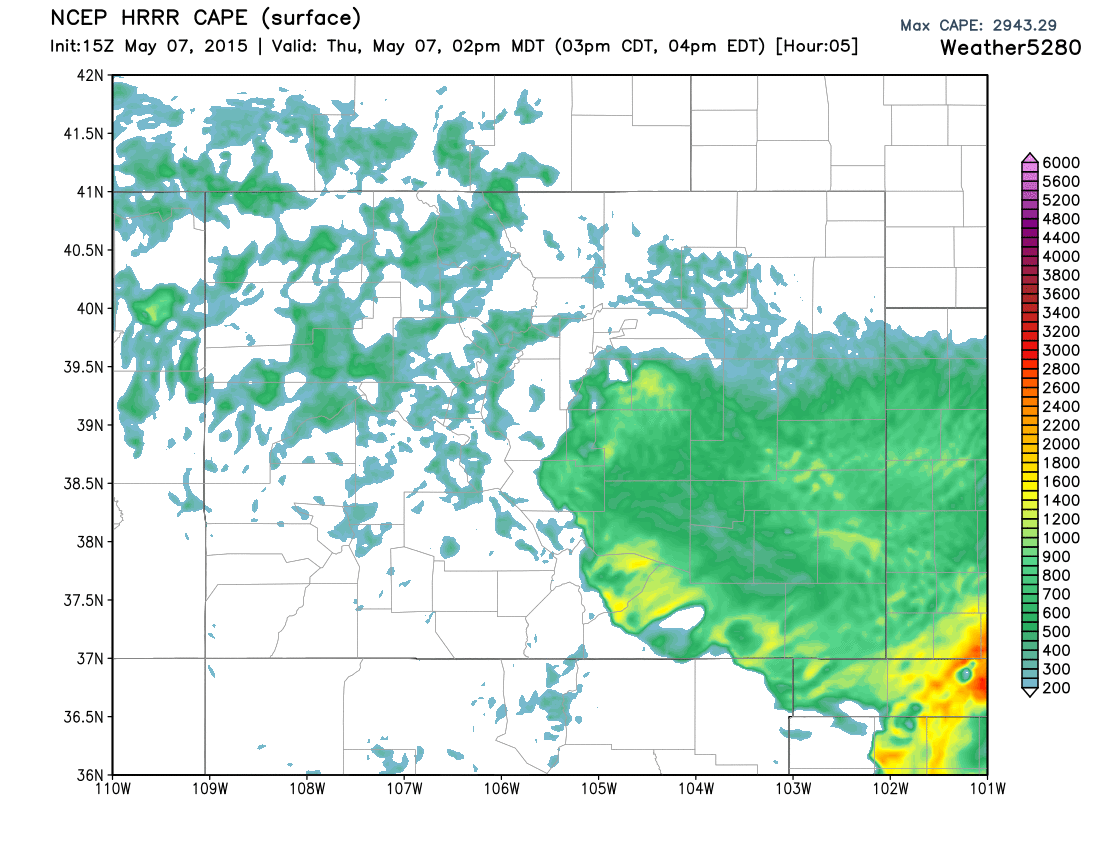 Colorado CAPE forecast HRRR | Weather5820 Models