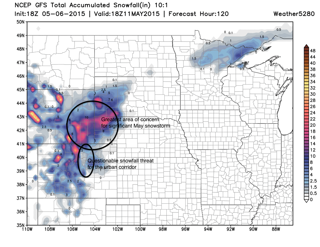 Greatest Mother's Day snowfall threat map | Weather5280 Models