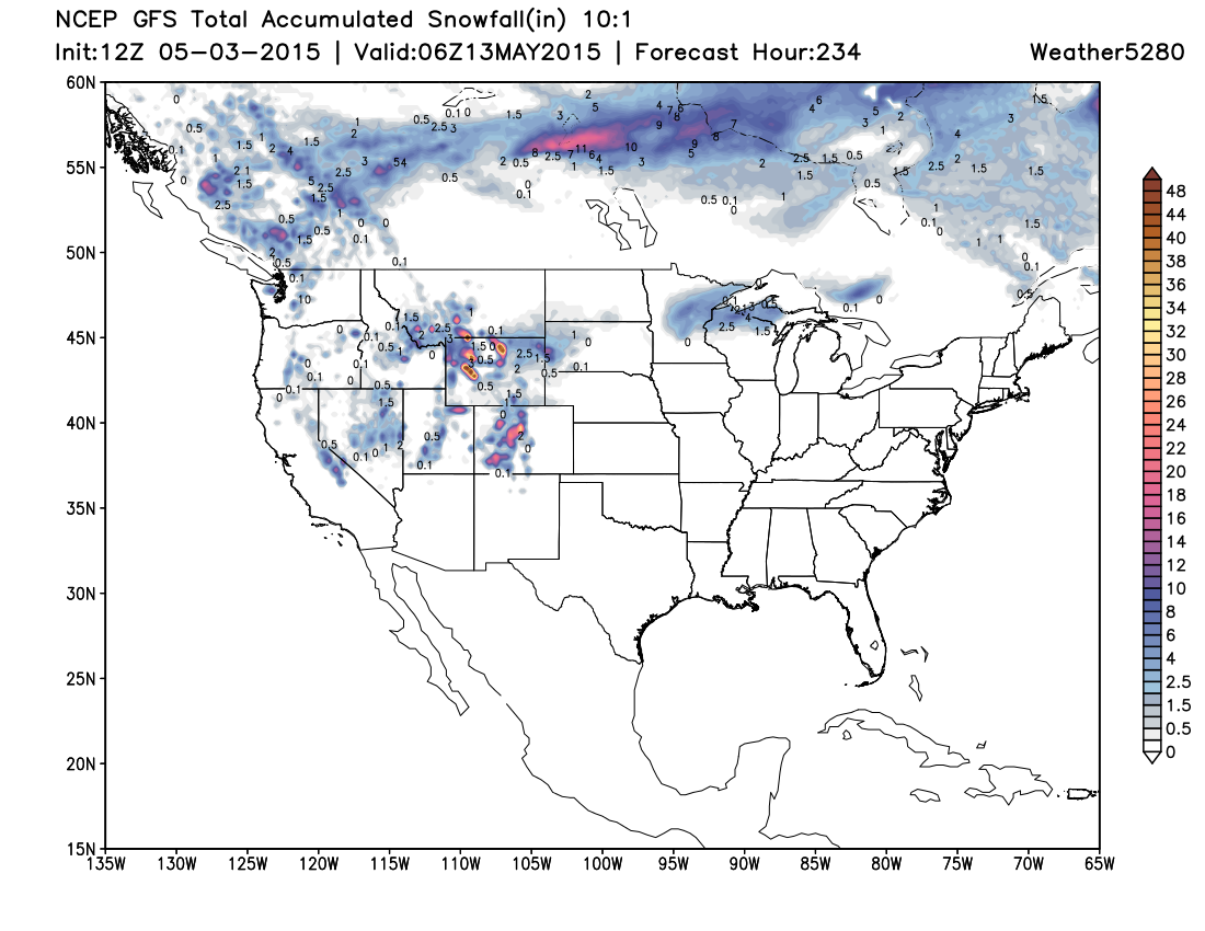 GFS snowfall forecast | Weather5280 Models