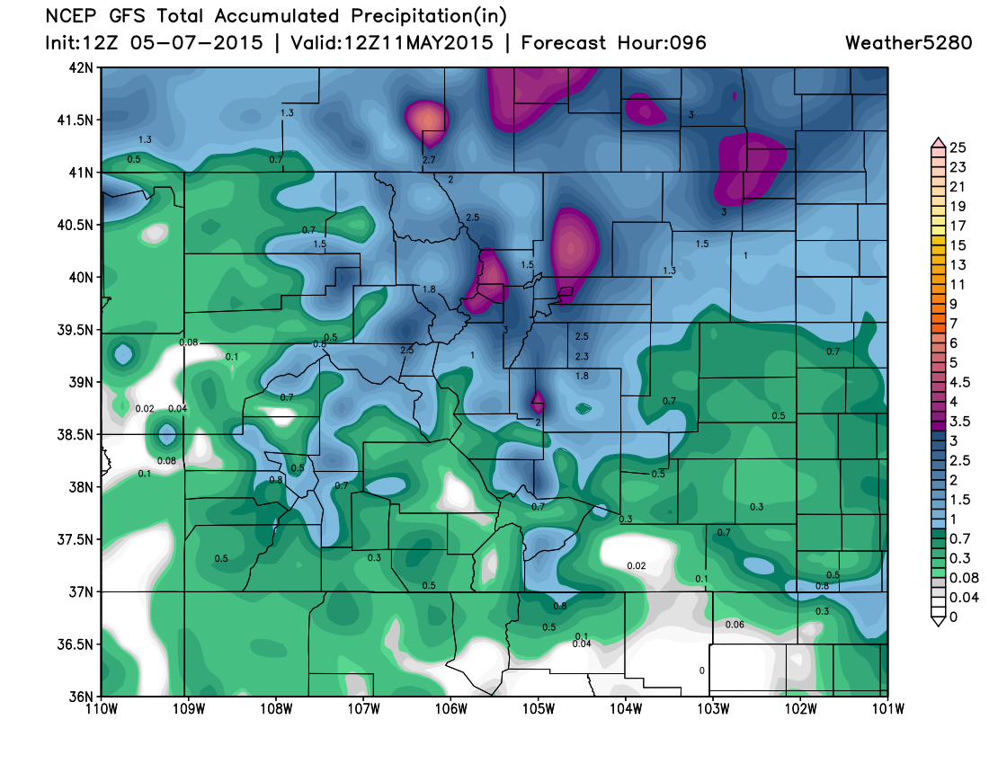 GFS precipitation forecast | Weather5280 Models