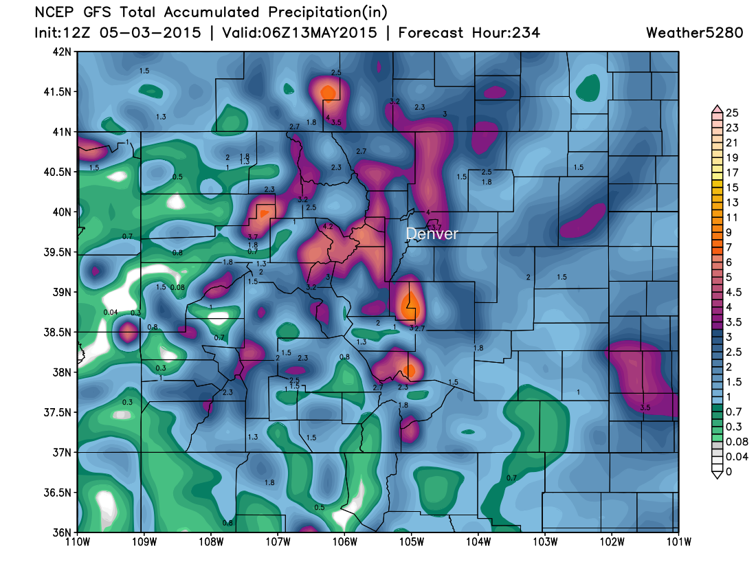 Colorado precipitation forecast 12z GFS | Weather5280 Models