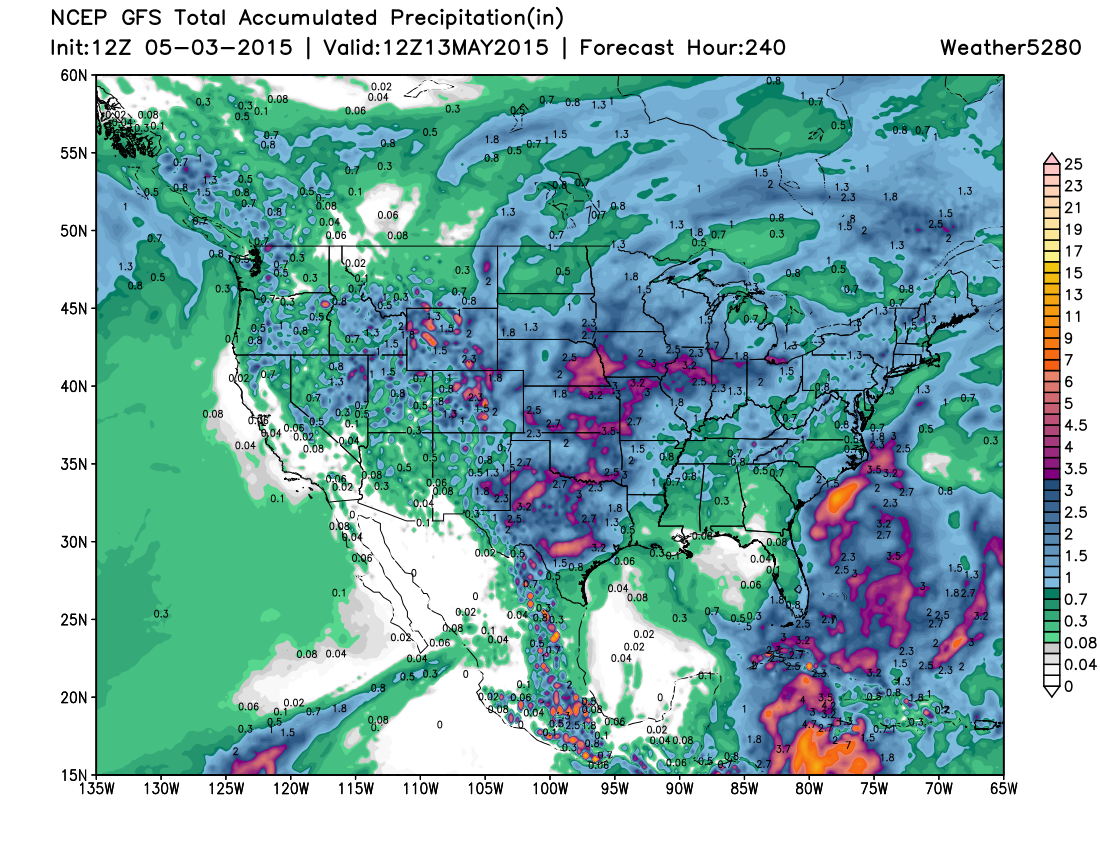 United States precipitation forecast 12z GFS | Weather5280 Models