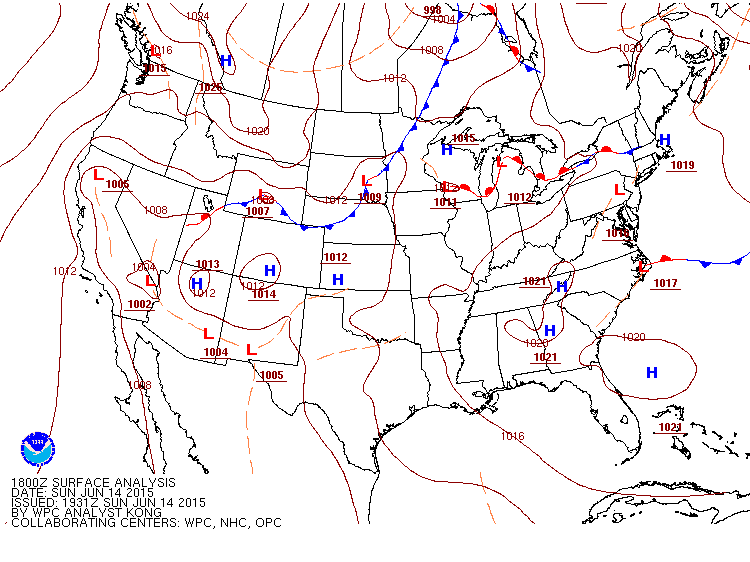 Cold front approaching from the north as of Sunday afternoon