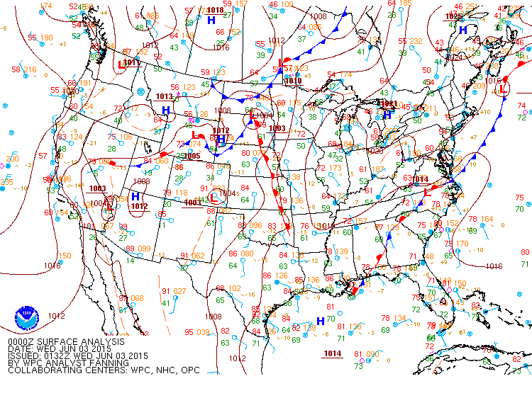 Current surface map Tuesday evening | NOAA
