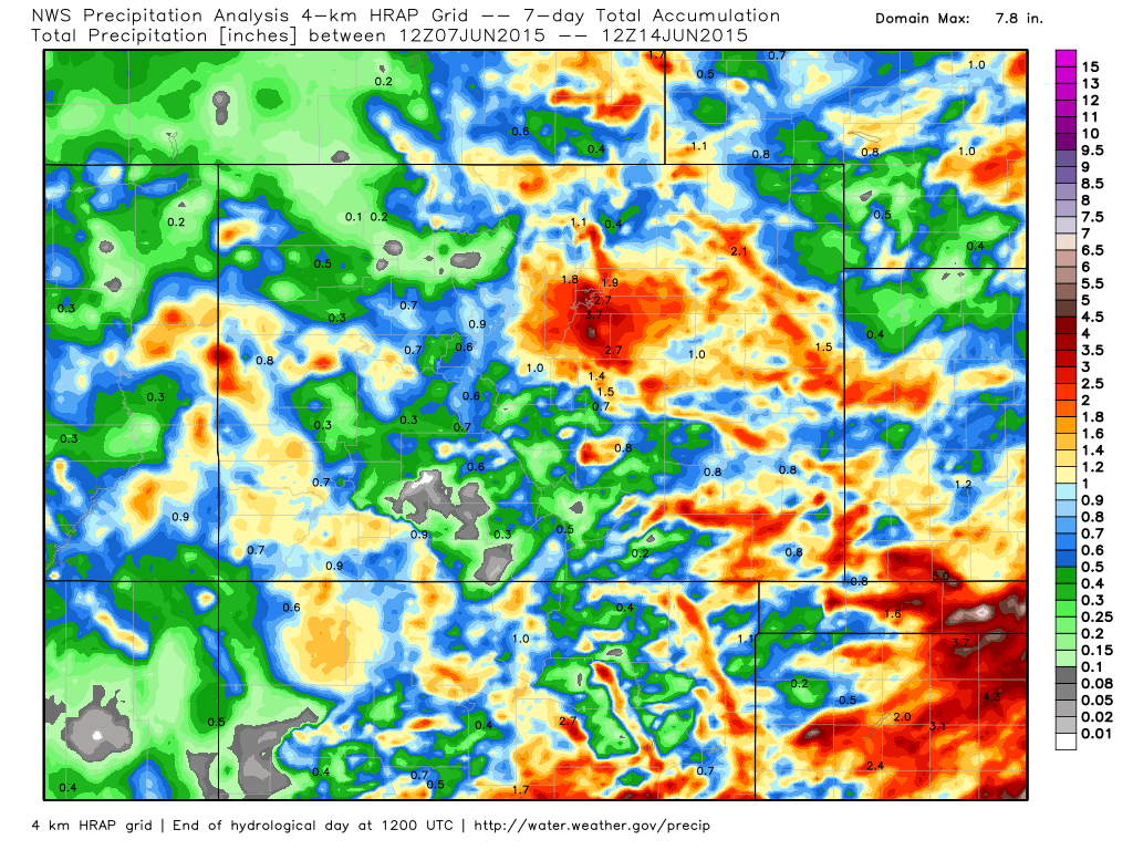 NWS 7 day precipitation analysis for Colorado | WeatherBell Analytics
