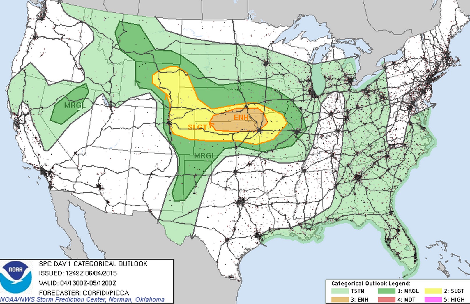 SPC severe weather outlook