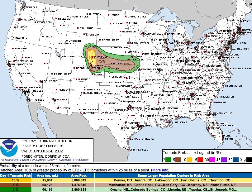 SPC tornado outlook | June 3rd