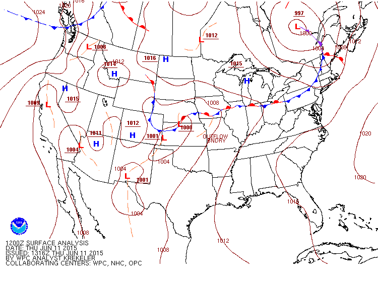 Morning surface map with cold front pushing through eastern Colorado